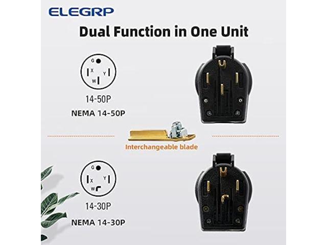ELEGRP NEMA 14-30P & NEMA 14-50P Plug, 4 Prong Dryer/Range Oven Stove Angle Plug, Straight Blade Heavy Duty, 30 Amp 50 Amp 125/250V, Industrial...