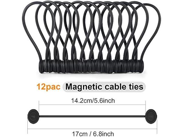 Magnetic Cord Organizer, Silicone Cable Ties Reusable, FGSAEOR Twist Ties Cable Management for Bundling and Organizing Holding Stuff, Fridge...