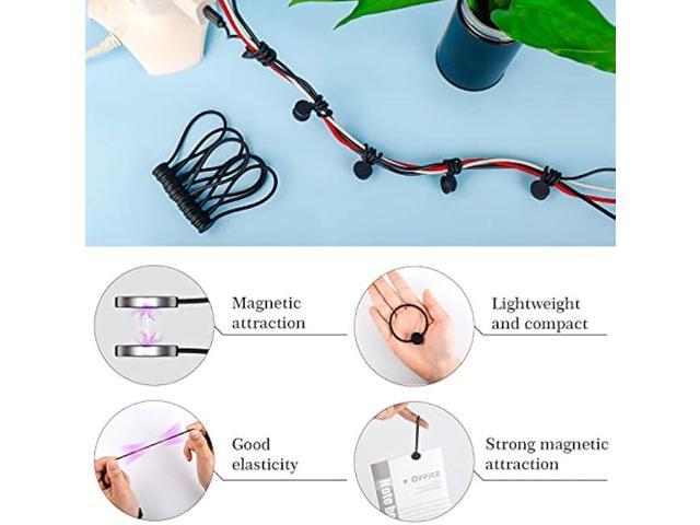 Magnetic Cord Organizer, Silicone Cable Ties Reusable, FGSAEOR Twist Ties Cable Management for Bundling and Organizing Holding Stuff, Fridge...