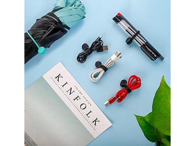 Magnetic Cord Organizer, Silicone Cable Ties Reusable, FGSAEOR Twist Ties Cable Management for Bundling and Organizing Holding Stuff, Fridge...