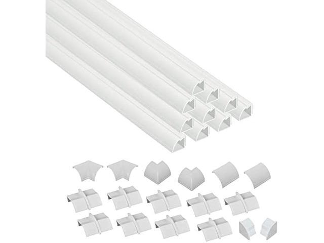 D-Line 157in White Corner Cable Concealer Multipack, Floor Wire Hider, Quarter Round Cord Cover, Organize Cords in Corners, Floor Molding - 10x...