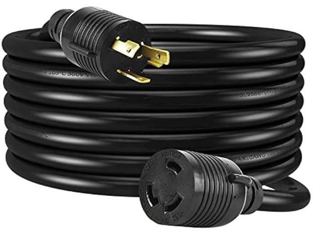 HENGYI L6-30P to L6-30R Extension Cord,Heavy Duty Generator Locking Power Cord,SJTW 10GUAGE,3 Prong Generator Cord with UL Listed,Black,30Amp 7500...