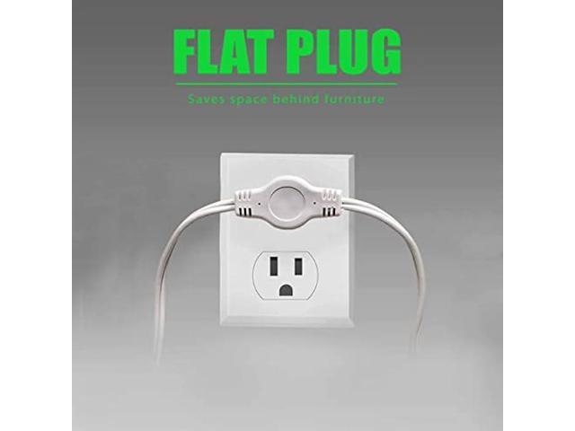 Twin Extension Cord Power Strip - 12 Foot Cord - 6 feet on Each Side - Outlet Plug with Safety Cover