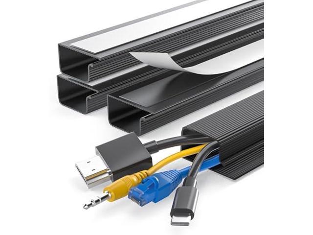 Delamu Cable Management Under Desk- 4 pack J Channel Cable Raceway, 62.8'' Cord Cover Hider- Self Adhesive Cord Cable Organizer for Desk Wire...