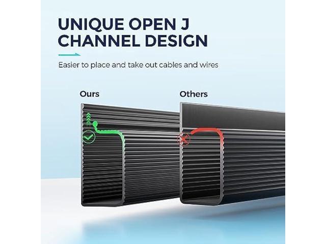 Delamu Cable Management Under Desk- 4 pack J Channel Cable Raceway, 62.8'' Cord Cover Hider- Self Adhesive Cord Cable Organizer for Desk Wire...