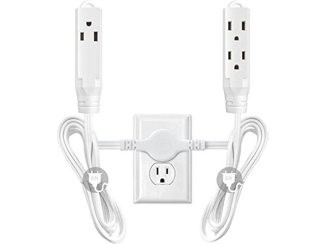 Extension Cord Indoor, Twin Extension Cord Power Bar - 12 Feet Cord - 6 Feet On Each Side with 6 Polarized Outlets, 16AWG 3 Prong Grounded Wire -...
