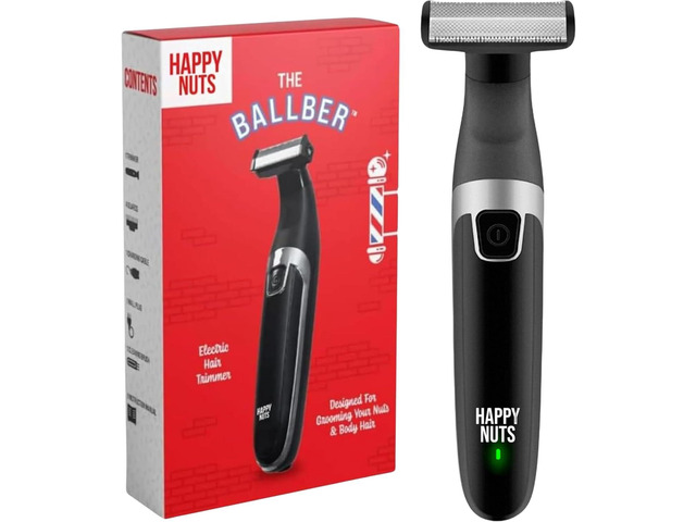 HAPPY NUTS The Ballber Electric Body Hair Trimmer for Men - Mens Body Groomer Kit for Privates - Waterproof Shaver for Hard to Reach Areas