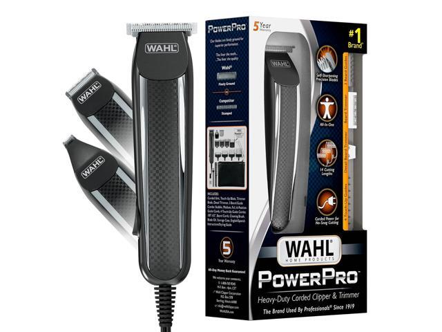 Wahl PowerPro Corded Detailer Trimmer Kit for Mens Grooming for Beard, Mustache, Stubble, Ear, Nose, & Body Grooming Model 9686