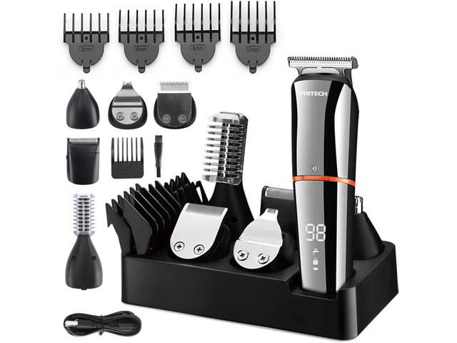 PRITECH Beard Trimmer for Men, 6 in 1 Beard Trimmer Kit, Electric Beard Trimmer with Hair, Precision, Body, Nose, Foil Razor, Grooming Kit...