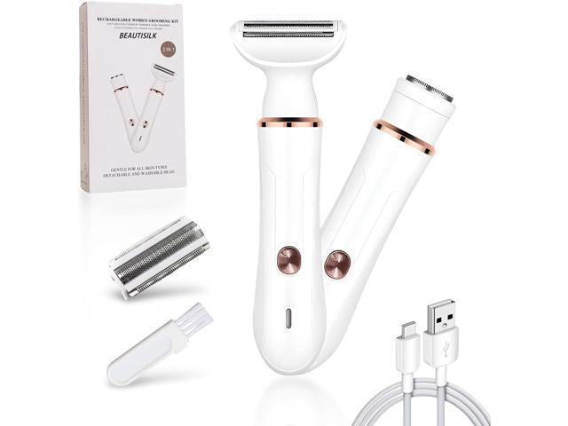 Electric Razor for Women: 2-in-1 Painless Epilator & Hair Removal Kit, Wet & Dry Use, Cordless, Type-C Rechargeable with Facial Hair Trimmer, 3-Blade...
