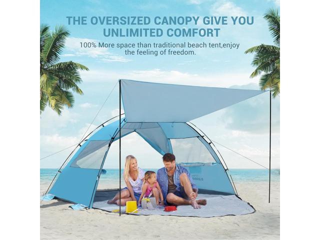 Elegear Beach Tent Sun Shelter with Canopy, 4-5 Person Pop Up Beach Tent, Easy Setup UPF 50+ UV Protection Portable Lightweight Double Silver...