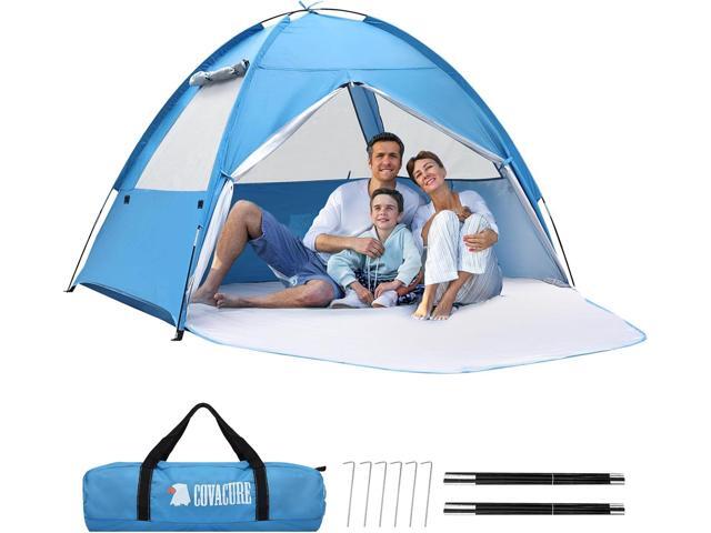 COVACURE Beach Tent Sun Shelter - Large Easy Setup Beach Tent, UPF 50+ UV Waterproof Lightweight Beach Shade Tent for 3-4 Person, Outdoor Tent for...