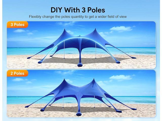 Osoeri Beach Tent, 20 x 13ft Camping Sun Shelter UPF50+ with 8 Sandbags, Sand Shovels, Ground Pegs & Stability Poles, Shade Canopy for Trips,...