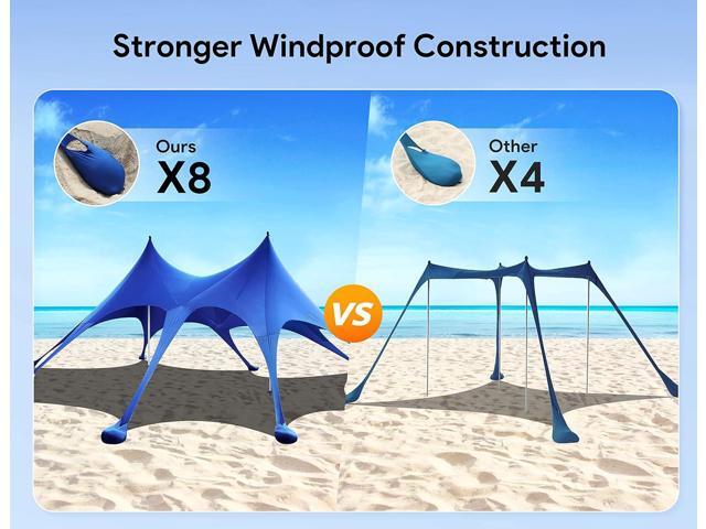 Osoeri Beach Tent, 20 x 13ft Camping Sun Shelter UPF50+ with 8 Sandbags, Sand Shovels, Ground Pegs & Stability Poles, Shade Canopy for Trips,...