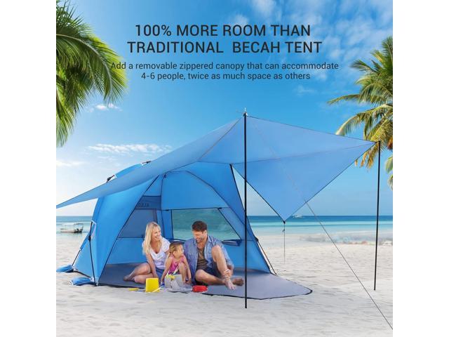 Elegear Beach Tent with 360° Removable Canopy, 4-6 Person Pop Up Sun Shade Shelter, UPF 50+ Automated Installation Double Silver Coating Portable...