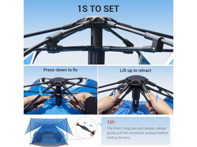 Elegear Beach Tent with 360° Removable Canopy, 4-6 Person Pop Up Sun Shade Shelter, UPF 50+ Automated Installation Double Silver Coating Portable...