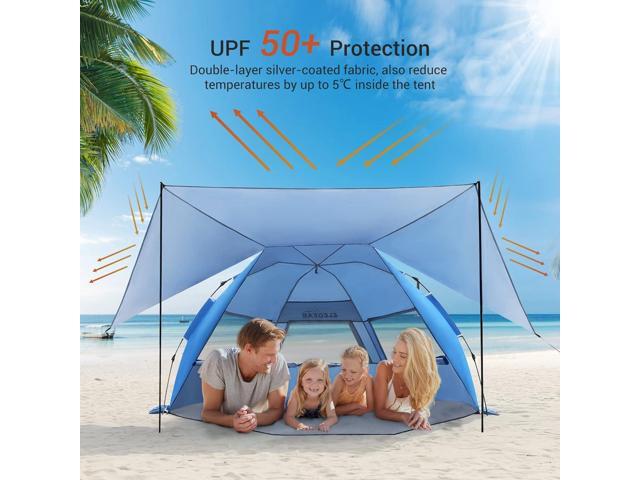 Elegear Beach Tent with 360° Removable Canopy, 4-6 Person Pop Up Sun Shade Shelter, UPF 50+ Automated Installation Double Silver Coating Portable...