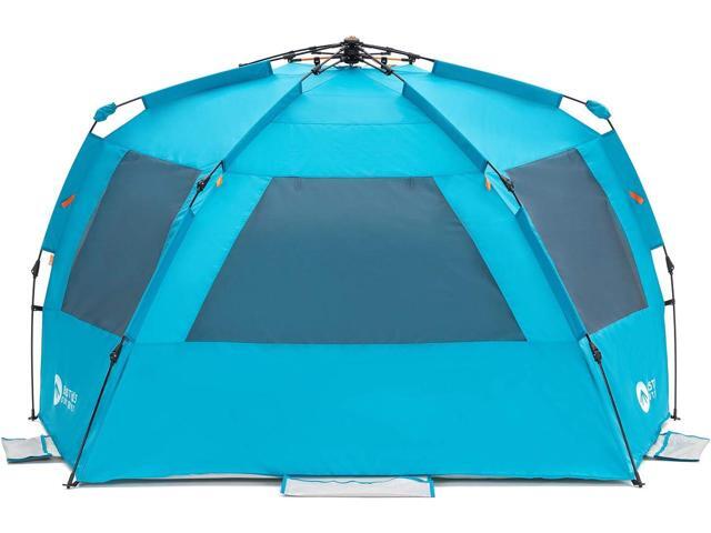 Easthills Outdoors Instant Shader Enhanced Deluxe XL Beach Tent Easy Set Up 4-6 Person Popup Sun Shelter 99' Wide for Family UPF 50+ Double Silver...