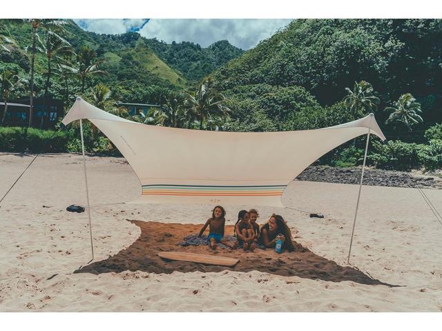 Neso Tents Beach Tent with Sand Anchor, Portable Canopy Sunshade - 7' x 7' - Patented Reinforced Corners (Rainbow)
