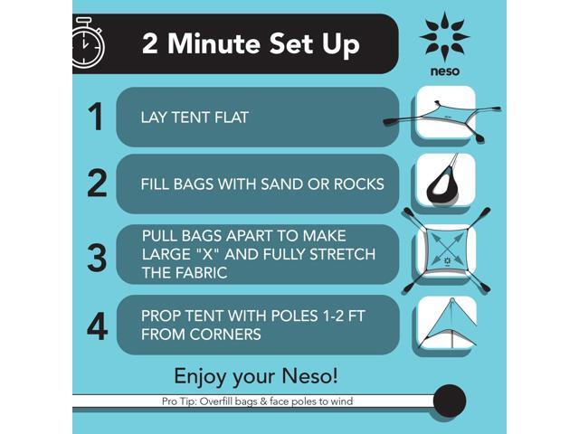 Neso Tents Beach Tent with Sand Anchor, Portable Canopy Sunshade - 7' x 7' - Patented Reinforced Corners (Rainbow)