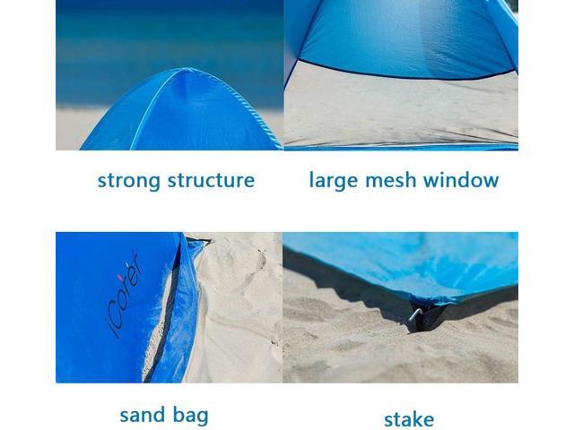 Automatic Pop Up Instant Portable Outdoors Quick Cabana Beach Tent Sun Shelter
