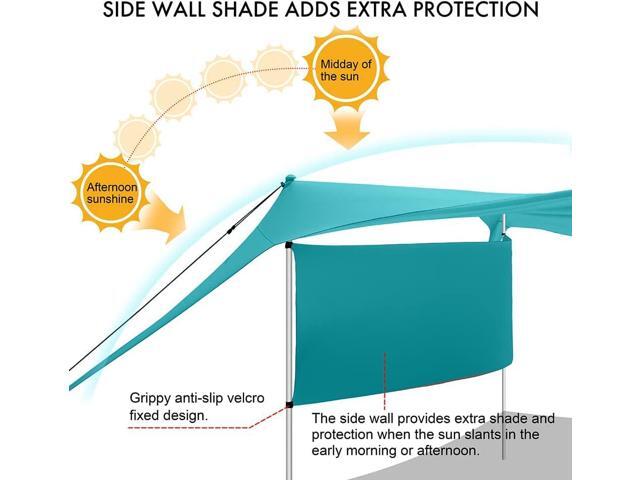 Beach Sunshade with Side Wall Shade Windproof Design,Sun Shelter UPF50+ Portable Family Canopy Tent Anchors 10x10 FT 4 Poles Pop Up Outdoor Shelter...