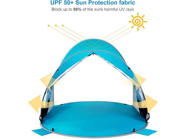 WolfWise UPF 50+ Easy Pop Up 3-4 Person Beach Tent Sport Umbrella Instant Sun Shelter Tent Sun Shade Canopy