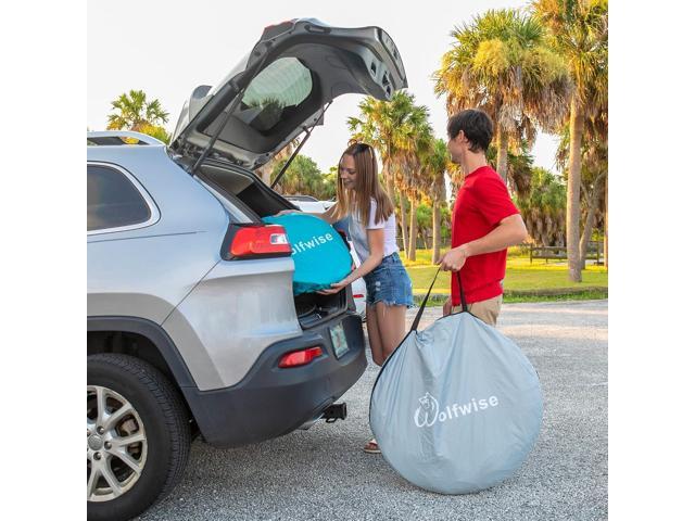 WolfWise UPF 50+ Easy Pop Up 3-4 Person Beach Tent Sport Umbrella Instant Sun Shelter Tent Sun Shade Canopy