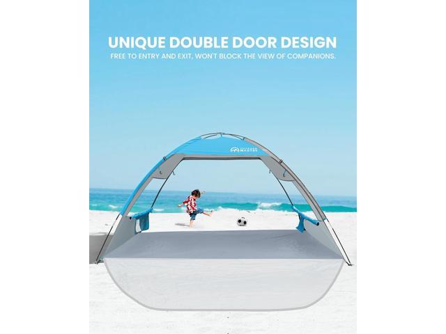 Beach Tent for 3 Person with 2 Doors, Easy Setup Sun Shade Shelter, Portable Beach Shade Sun Canopy with UPF 50+ UV Protection, Extendable Floor...