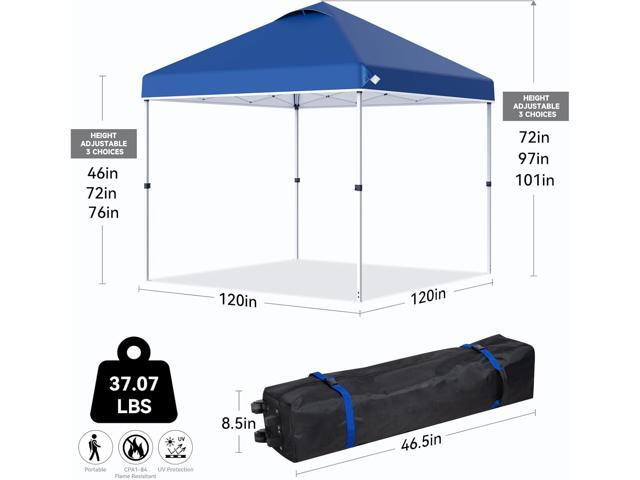 Nazhura 10' x 10' Pop Up Canopy Tent with Sand Weight Bag, Freestanding Sun Shelter for Picnic and Camping, One Person Setup and Height Adjustable...