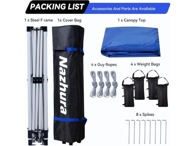 Nazhura 10' x 10' Pop Up Canopy Tent with Sand Weight Bag, Freestanding Sun Shelter for Picnic and Camping, One Person Setup and Height Adjustable...