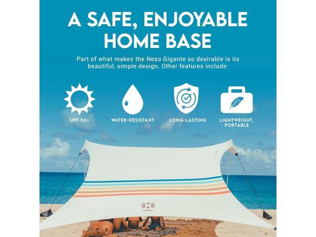 Neso Gigante - Portable Beach Tent - Ideal to Enjoy with Family and Friends - UPF 50+, Water-Resistant, and Lightweight - Rainbow, 11' x 11'