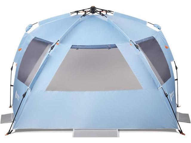 Easthills Outdoors Instant Shader Dark Shelter XL Beach Tent 99' Wide for 4-6 Person Sun Shelter UPF 50+ with Extended Zippered Porch Sky Blue