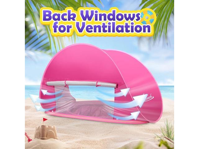 Monobeach Baby Beach Tent Pop Up Portable Shade Pool UPF50+ UV Protection Sun Shelter for Infant with Easy Set Up Canopy (Pink Beach Tent)