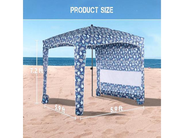 UPWELL Beach Tent Easy Set Up Canopy Sun Shelter Cool Cabana Shade with UPF 50+UV Protection Portable Beach Umbrella Outdoor Sunwall with Sand...