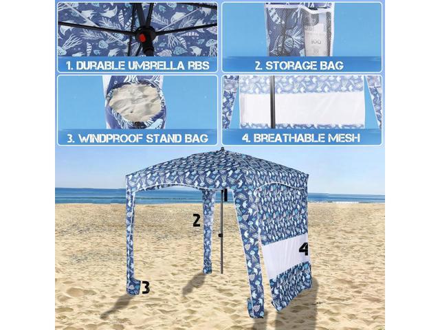UPWELL Beach Tent Easy Set Up Canopy Sun Shelter Cool Cabana Shade with UPF 50+UV Protection Portable Beach Umbrella Outdoor Sunwall with Sand...