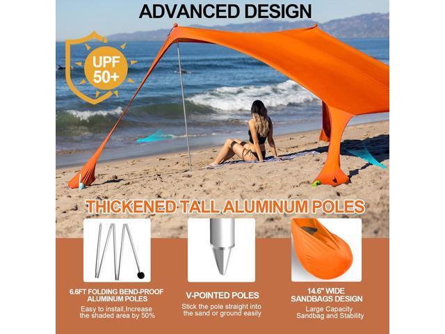 Buheco Beach Tent Pop Up Shade 10x10ft Beach Canopy Sun Shelter UPF50+ with 4 Foldable Poles-Portable Carrying Bag-Sand Shovel-Ground...