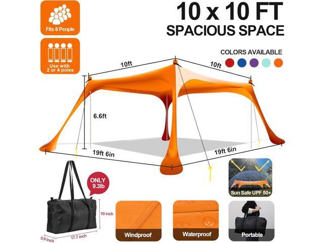 Buheco Beach Tent Pop Up Shade 10x10ft Beach Canopy Sun Shelter UPF50+ with 4 Foldable Poles-Portable Carrying Bag-Sand Shovel-Ground...