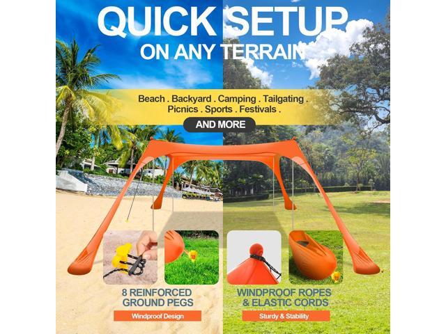 Buheco Beach Tent Pop Up Shade 10x10ft Beach Canopy Sun Shelter UPF50+ with 4 Foldable Poles-Portable Carrying Bag-Sand Shovel-Ground...