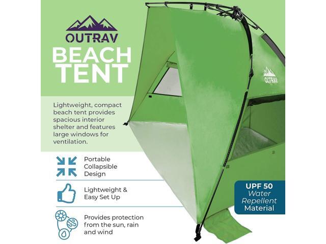Outrav Pop Up Beach Tent - Quick and Easy Set Up, Family Size, Portable Sun and Water Shelter and Shade Canopy - for Fishing, Camping, Hiking and...