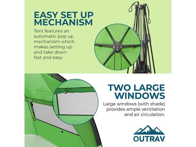 Outrav Pop Up Beach Tent - Quick and Easy Set Up, Family Size, Portable Sun and Water Shelter and Shade Canopy - for Fishing, Camping, Hiking and...