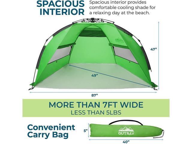 Outrav Pop Up Beach Tent - Quick and Easy Set Up, Family Size, Portable Sun and Water Shelter and Shade Canopy - for Fishing, Camping, Hiking and...