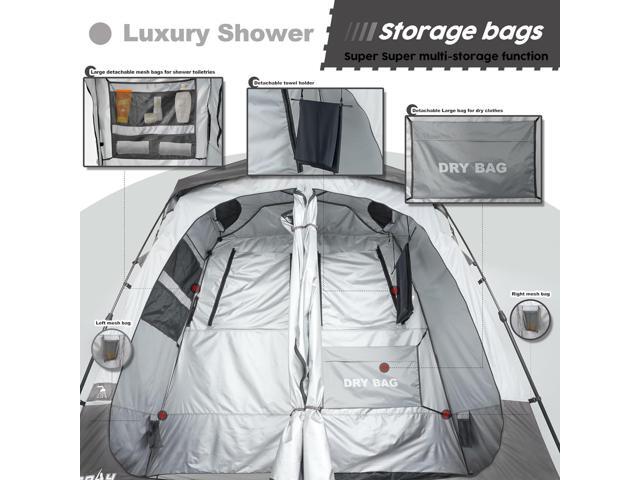 Camping Shower Tent Deluxe Changing Room Easy Set Up Privacy Shelter,Large Toilet Tent 2 Rooms with Floor Drain Design for Beach, Camping,Hiking...
