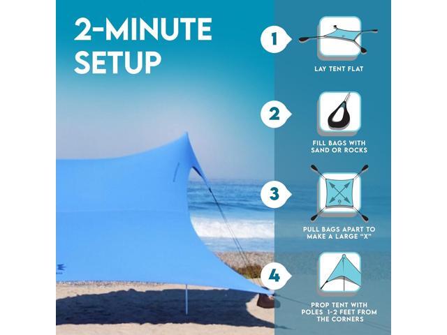 Neso Gigante - Portable Beach Tent - Ideal to Enjoy with Family and Friends - UPF 50+, Water-Resistant, and Lightweight - Periwinkle Blue, 11' x 11'