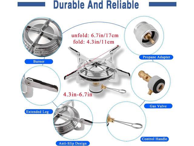 Caudblor Portable Camping Stove Burner, Small Backpacking Stoves with Butane Adapter, Lightweight Hiking Stove with Carrying Case, Little Propane...