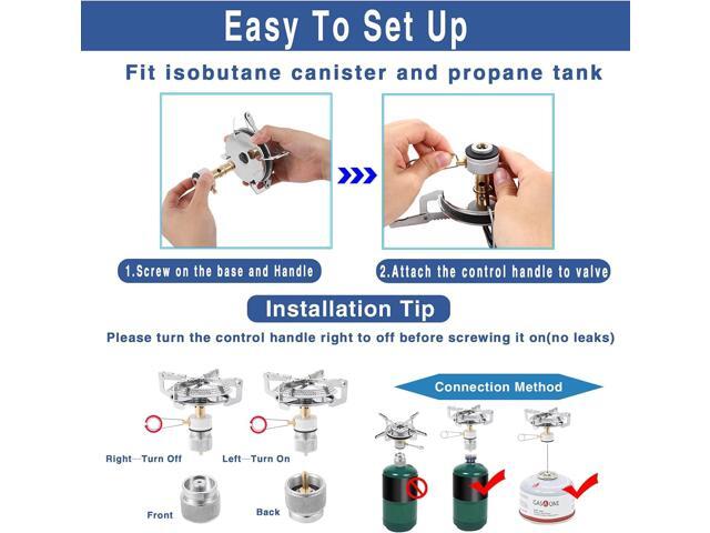 Caudblor Portable Camping Stove Burner, Small Backpacking Stoves with Butane Adapter, Lightweight Hiking Stove with Carrying Case, Little Propane...