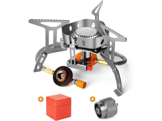 Odoland 3500W Windproof Camp Stove Camping Gas Stove with Fuel Canister Adapter, Piezo Ignition, Carry Case, Portable Collapsible Stove Burner for...