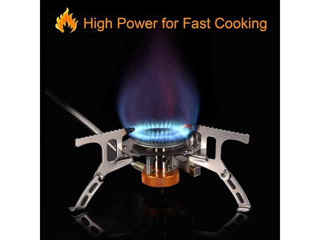 Portable Camping Gas Stove with 1LB Propane Tank Adapter, Foldable Camp Stove Backpacking Stove with Piezo Ignition for Outdoor Hiking Cooking Burner