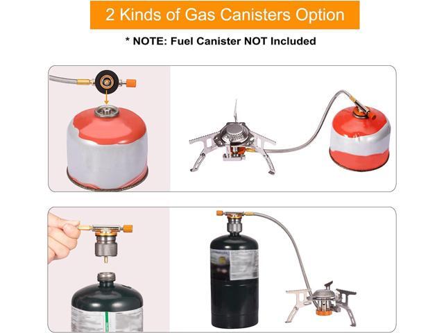 Portable Camping Gas Stove with 1LB Propane Tank Adapter, Foldable Camp Stove Backpacking Stove with Piezo Ignition for Outdoor Hiking Cooking Burner
