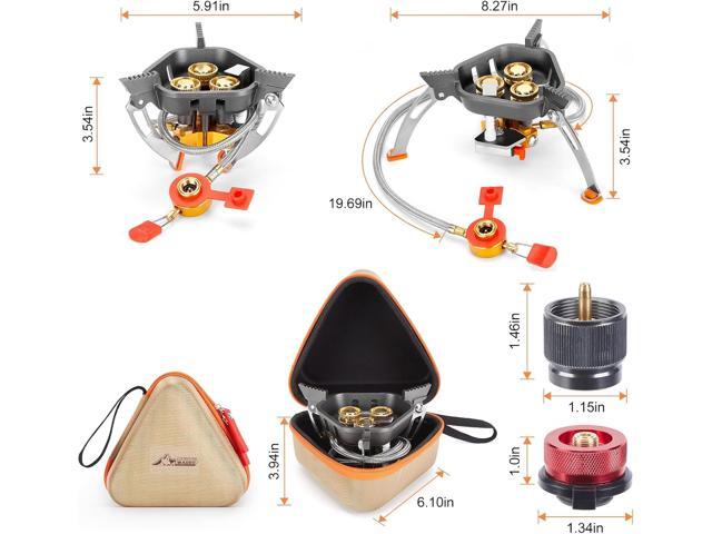 WADEO 7200W Windproof Camping Stove, Camping Gas Stove with Piezo Ignition, Two Fuel Canister Adapter, Carry Case, Portable Stove, Backpacking...
